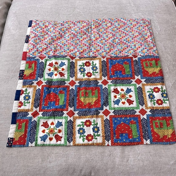 Kids Handmade Quilt 34" x 34.5" | Colorful Patchwork | Boho Nursery Decor - Picture 1 of 5